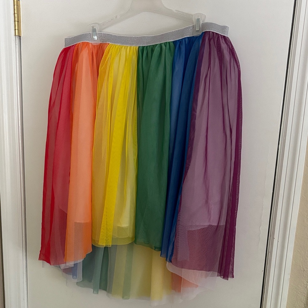 Rainbow Tulle High-Low Skirt - Multicolor